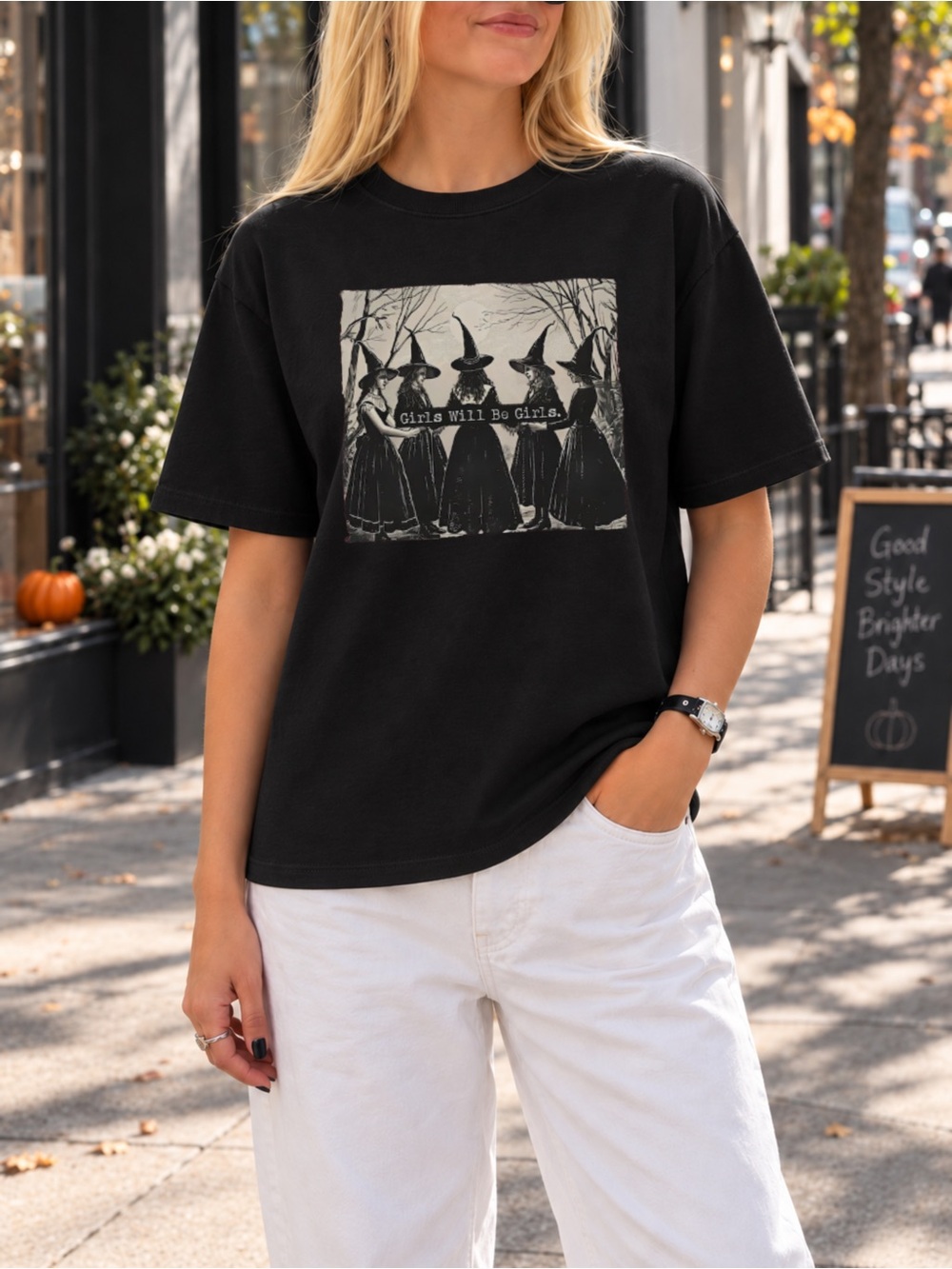 Girls Will Be Girls Halloween Tee Funny Witch Unisex T-Shirt